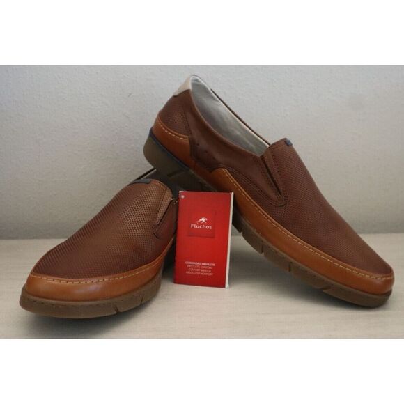 Fluchos 41167 Men's Sz 43 US 10 Camel Brown Barry F1153 Slip-On Loafers - Picture 2 of 10